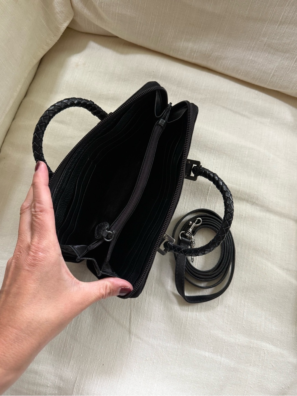 Vintage Brighton Black Croc-Embossed Leather clutch crossbody Removable strap - Picture 4 of 7